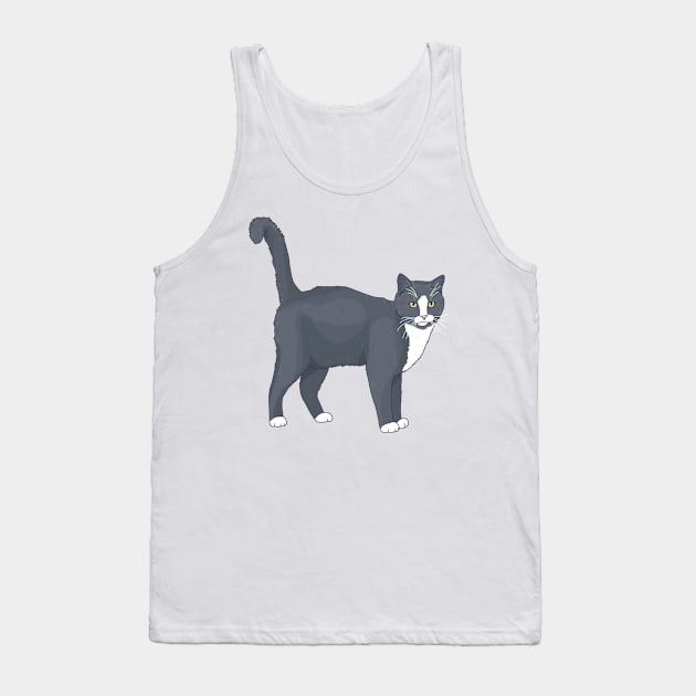 Tuxedo Short Hair Cat Tank Top by Csieben